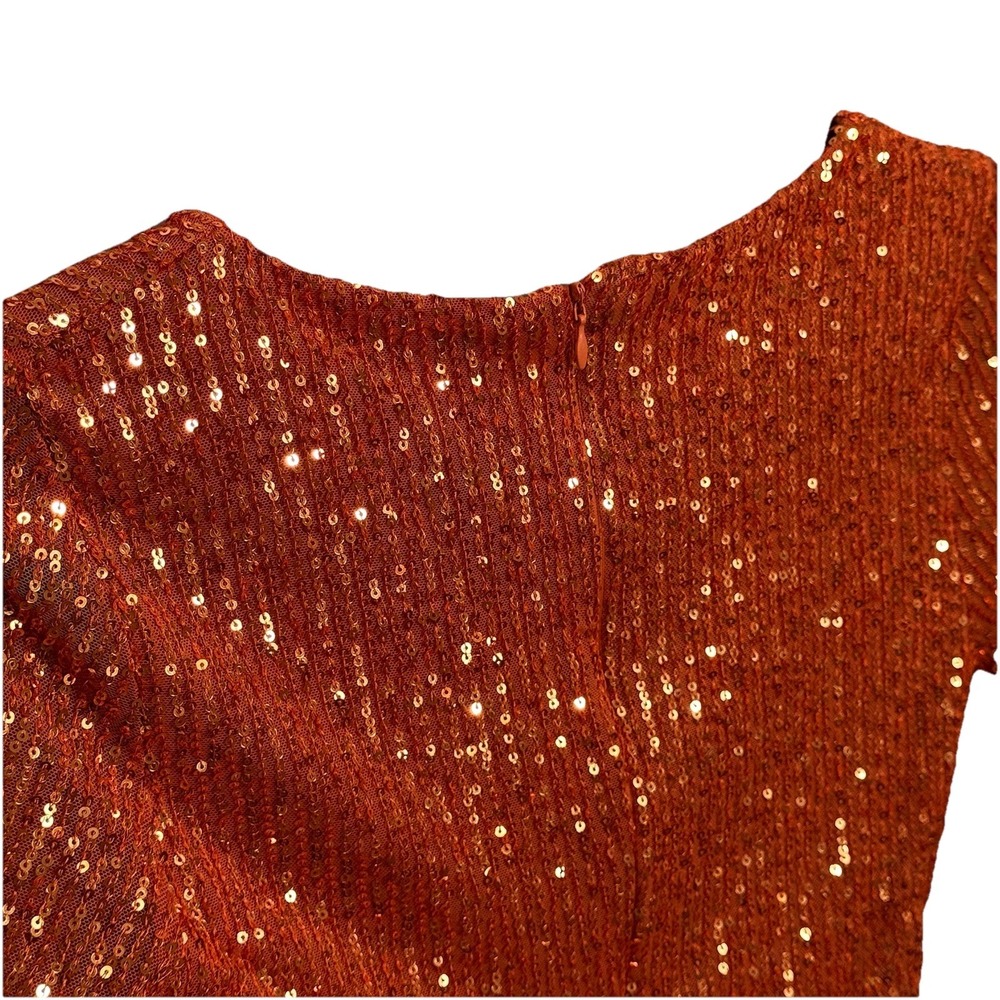 Spotlight On Me Orange Showgirl Style Sequin Mini Dress‎ Size S *Please Read* - Picture 5 of 8